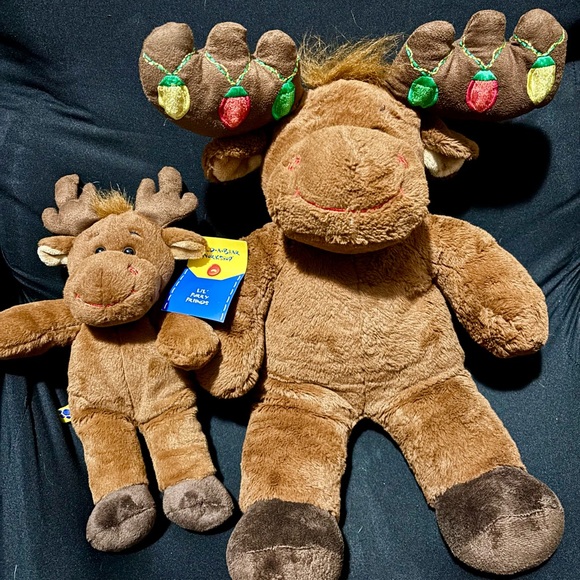Build A Bear Workshop Light Up Hal the Holiday Moose & Mini Moose Stuffed Animal - Picture 1 of 10